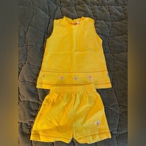 Yellow Sleeveless Top and Shorts Set